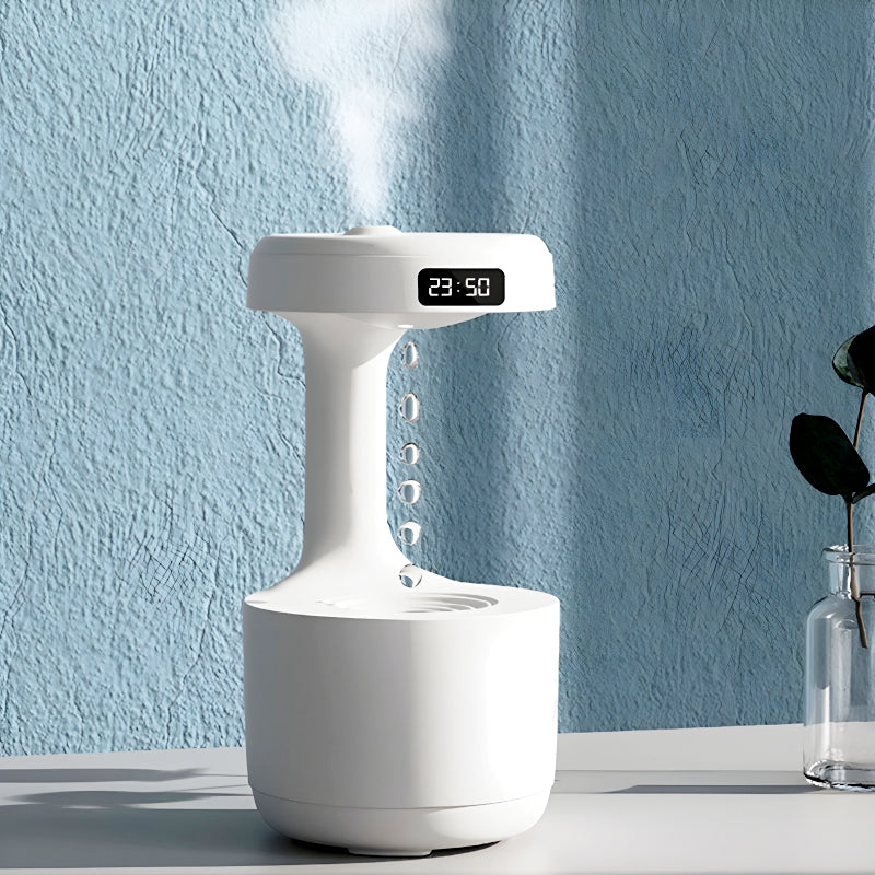 Anti-Gravity Cool Mist Humidifier With Clock & Aroma Diffuser For Office And Bedroom