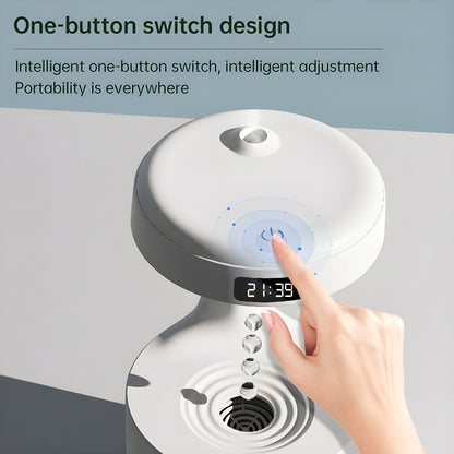 Anti-Gravity Cool Mist Humidifier With Clock & Aroma Diffuser For Office And Bedroom