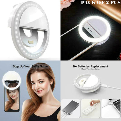 Mini Portable USB Rechargeable Selfie Ring Light With 3 Brightness Levels