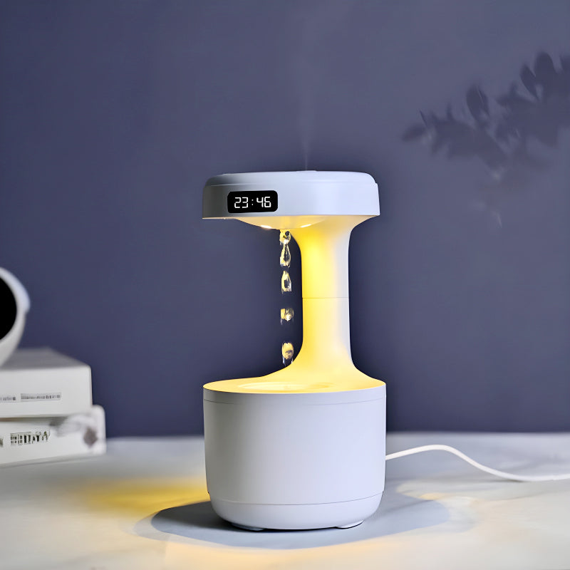Anti-Gravity Cool Mist Humidifier With Clock & Aroma Diffuser For Office And Bedroom