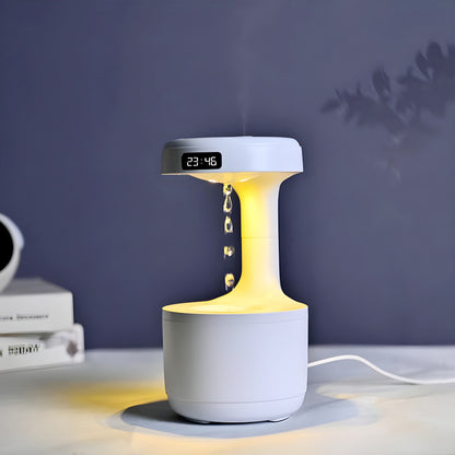 Anti-Gravity Cool Mist Humidifier With Clock & Aroma Diffuser For Office And Bedroom
