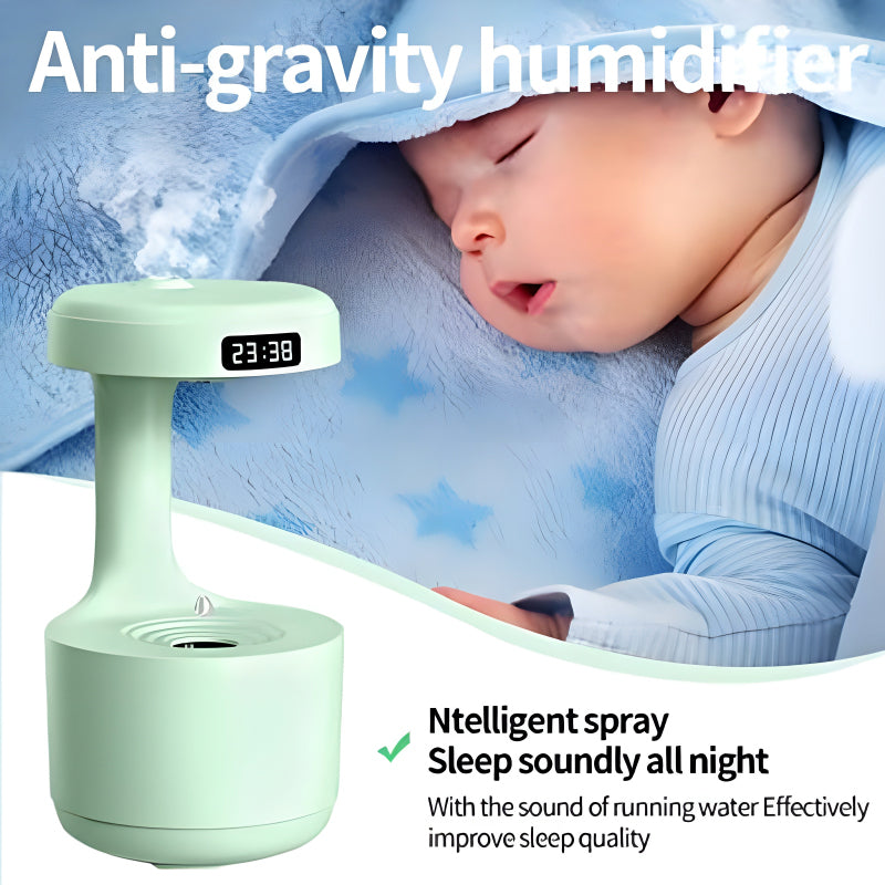 Anti-Gravity Cool Mist Humidifier With Clock & Aroma Diffuser For Office And Bedroom