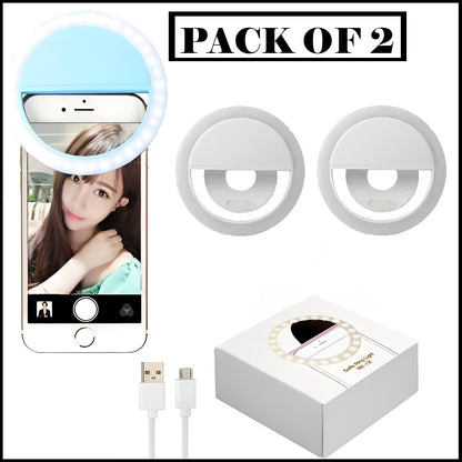 Mini Portable USB Rechargeable Selfie Ring Light With 3 Brightness Levels
