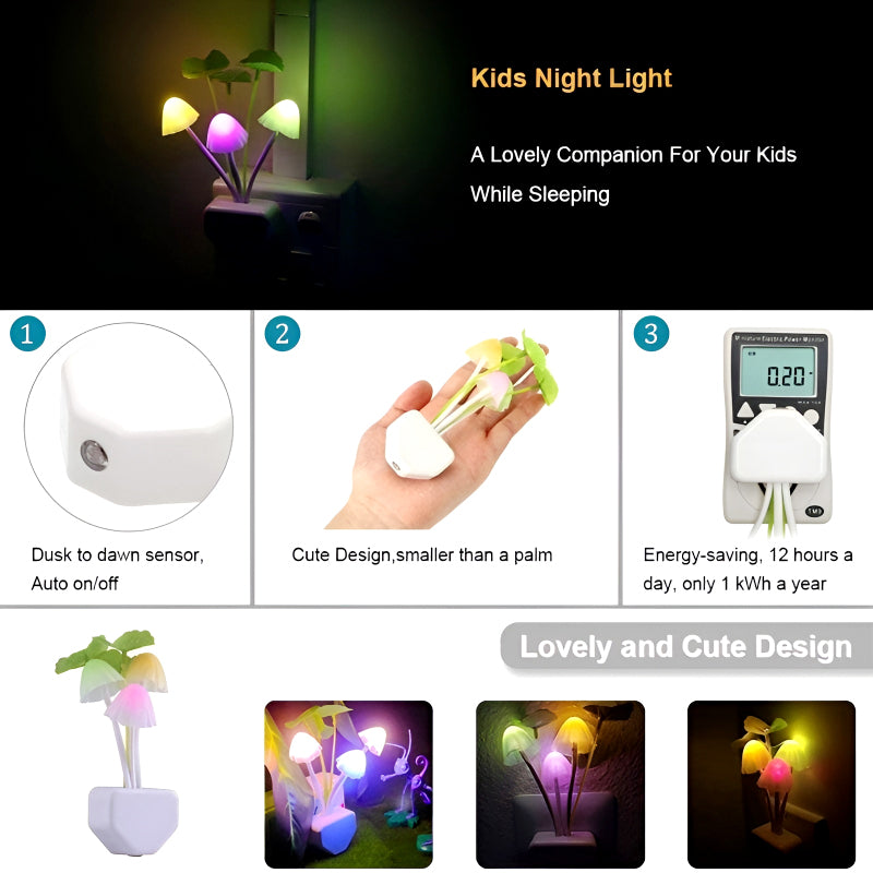 Night Light – Color-Changing Sensor Lamp with Dusk-to-Dawn Auto On/Off, Plug-in Night Light for Kids