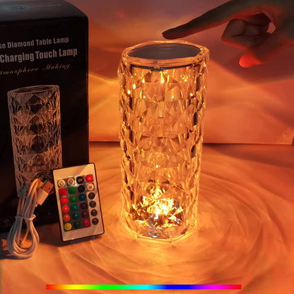 Rose Diamond Table Lamp Touch Control Rechargeable