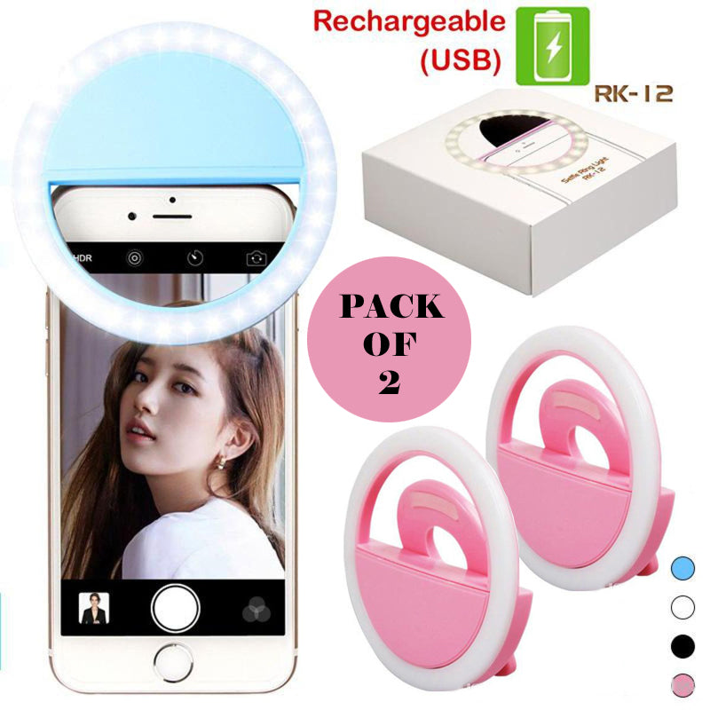 Mini Portable USB Rechargeable Selfie Ring Light With 3 Brightness Levels