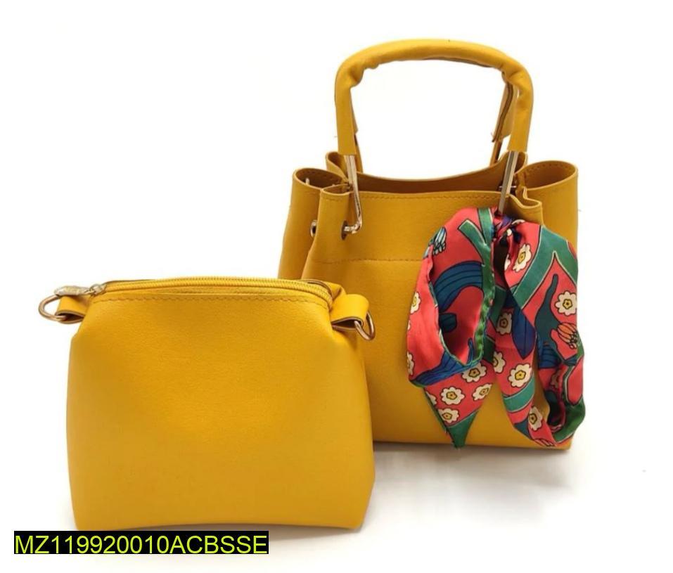 Women's PU Leather Plain Hand Bag Set