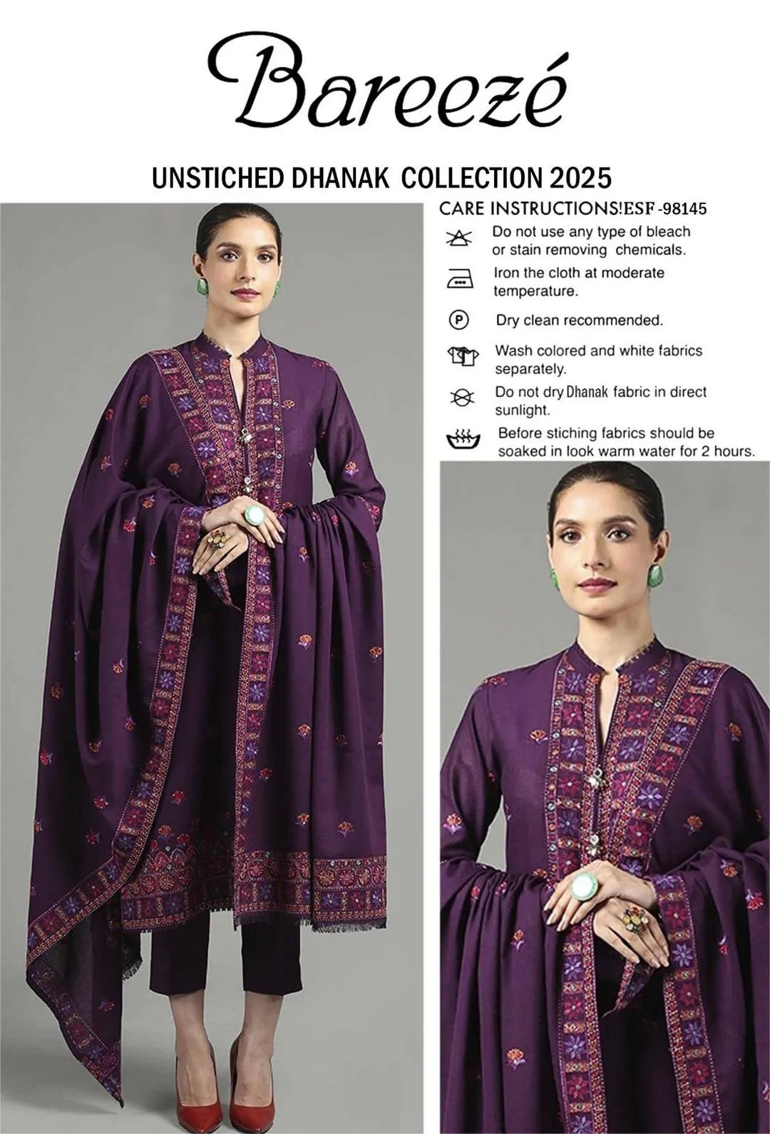 3 Pcs Women's Unstitched Embroidered Suit