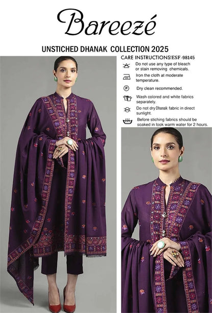 3 Pcs Women's Unstitched Embroidered Suit