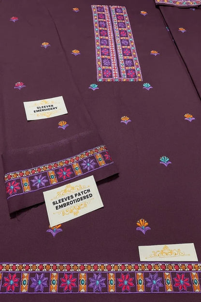 3 Pcs Women's Unstitched Embroidered Suit