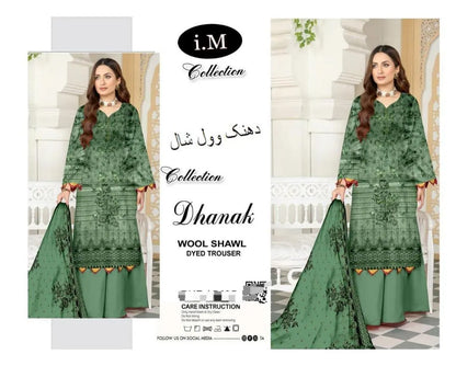 Dhanak Embroidered 3 Pcs Women's Unstitched Suit