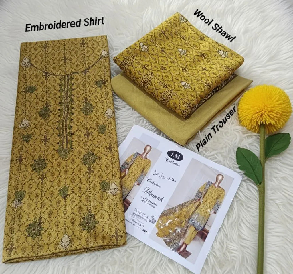 Dhanak Embroidered 3 Pcs Women's Unstitched Suit