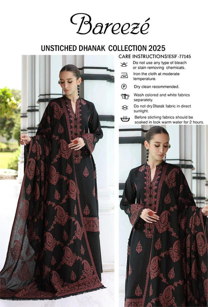 3 Pcs Women's Unstitched Embroidered Suit