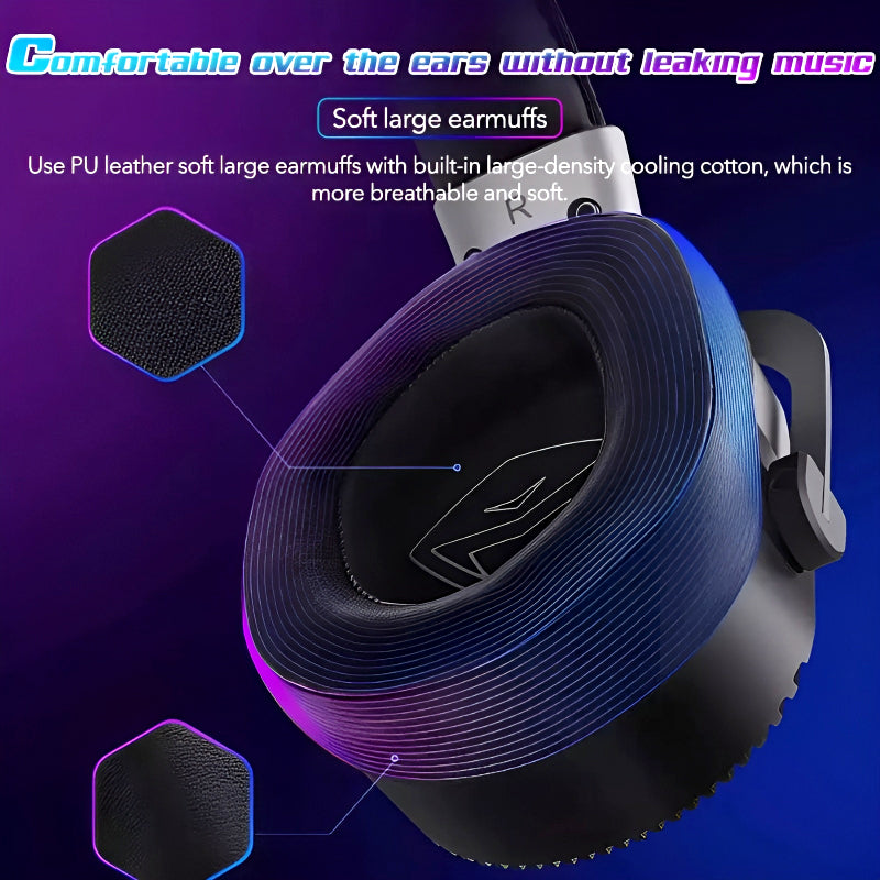 GH601 Machenike 7.1 Surround Sound RGB Gaming Wired USB Headset with Noise-Canceling Microphone, 50mm Drivers, Mute Option, and Software Support
