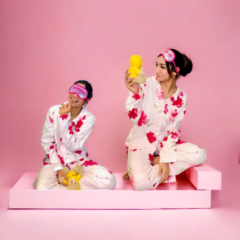 Women’s Printed Night Pajama Shirt Set