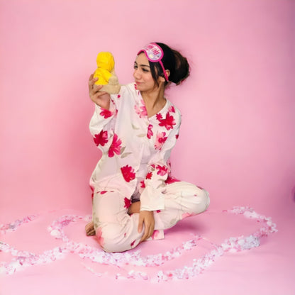 Women’s Printed Night Pajama Shirt Set