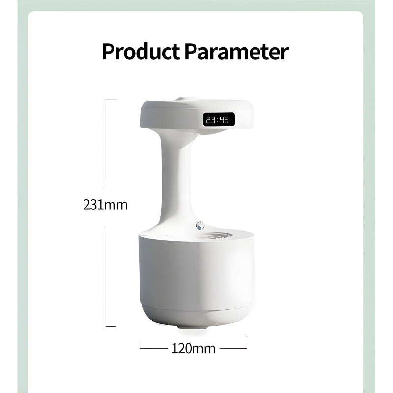 Anti-Gravity Cool Mist Humidifier With Clock & Aroma Diffuser For Office And Bedroom