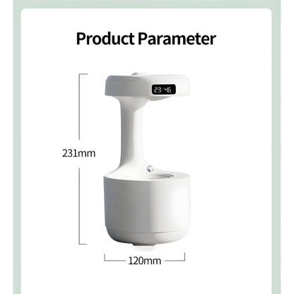 Anti-Gravity Cool Mist Humidifier With Clock & Aroma Diffuser For Office And Bedroom