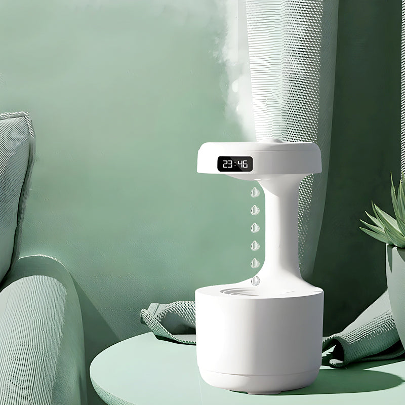 Anti-Gravity Cool Mist Humidifier With Clock & Aroma Diffuser For Office And Bedroom