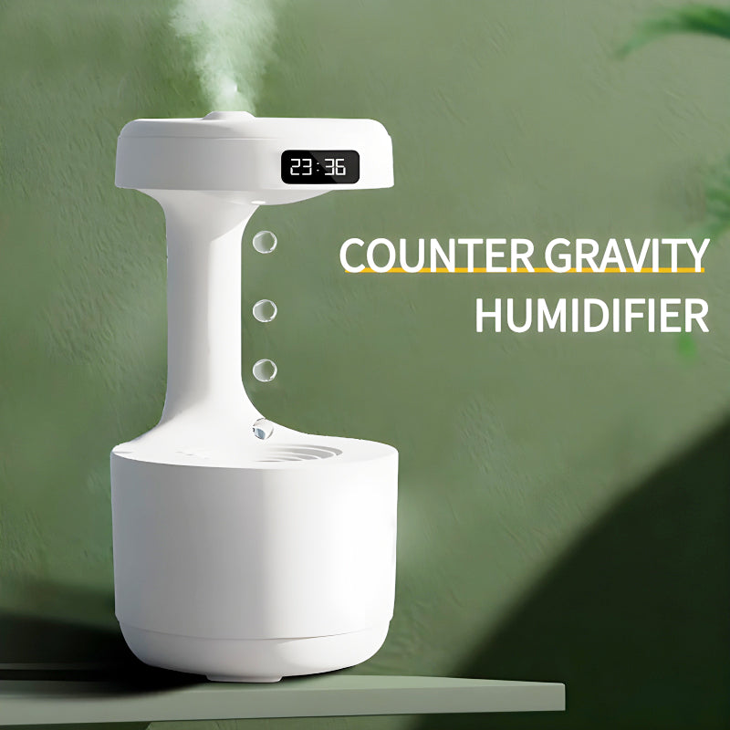 Anti-Gravity Cool Mist Humidifier With Clock & Aroma Diffuser For Office And Bedroom