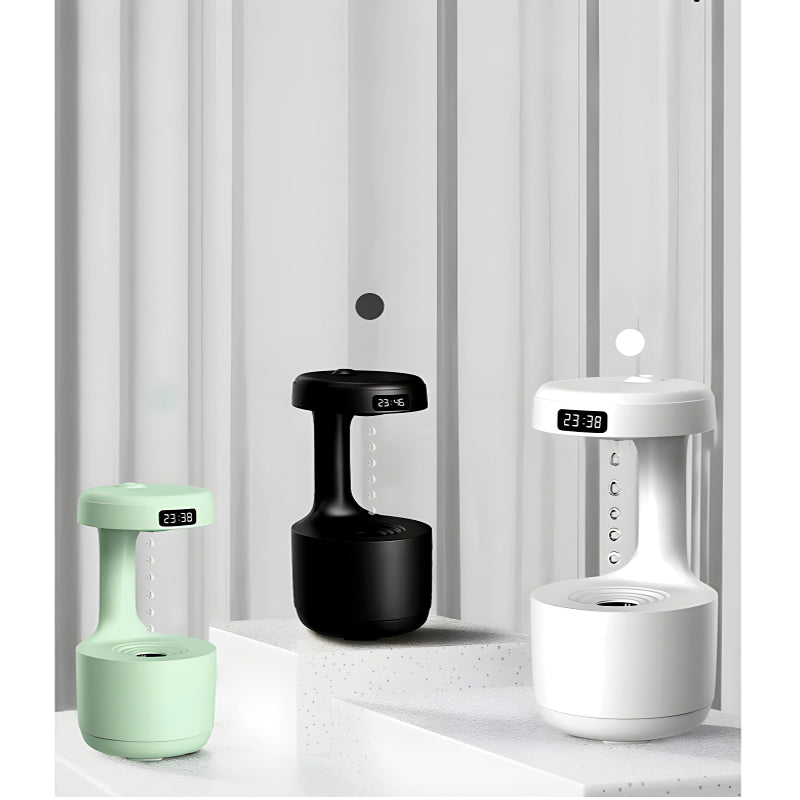 Anti-Gravity Cool Mist Humidifier With Clock & Aroma Diffuser For Office And Bedroom
