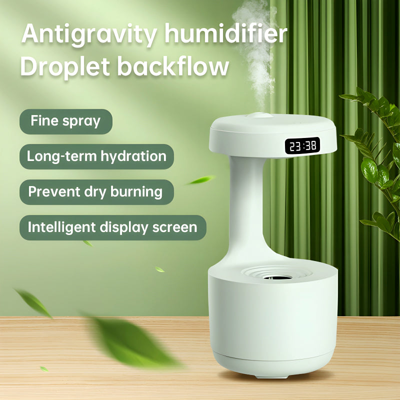 Anti-Gravity Cool Mist Humidifier With Clock & Aroma Diffuser For Office And Bedroom