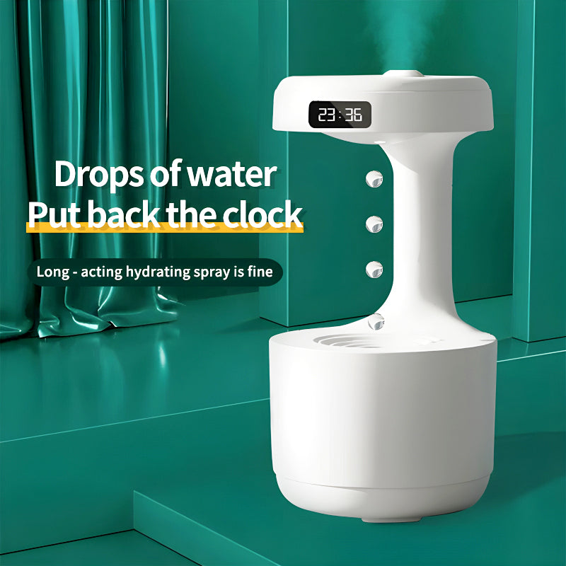Anti-Gravity Cool Mist Humidifier With Clock & Aroma Diffuser For Office And Bedroom