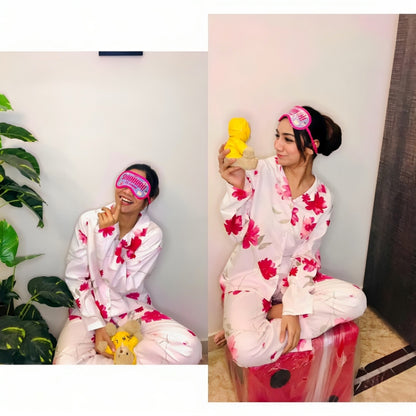 Women’s Printed Night Pajama Shirt Set