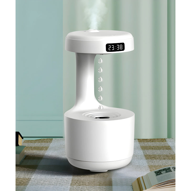 Anti-Gravity Cool Mist Humidifier With Clock & Aroma Diffuser For Office And Bedroom